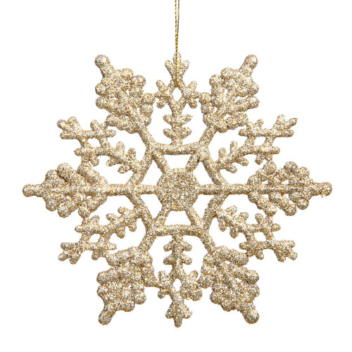 Vickerman M101511 - 6.25 inch Champagne Glitter Snowflake Christmas Ornament - 12 Pack