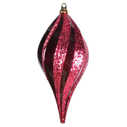 Vickerman M132565 8'' Burgundy Candy Glitter Swirl Drop
