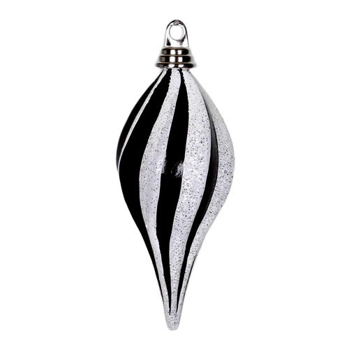Vickerman M132577 8" Black-White Candy Glitter Swirl Drop