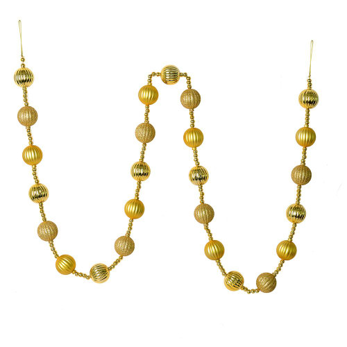 Vickerman M183508 - 6 ft Gold Ball Christmas Garland - Unlit
