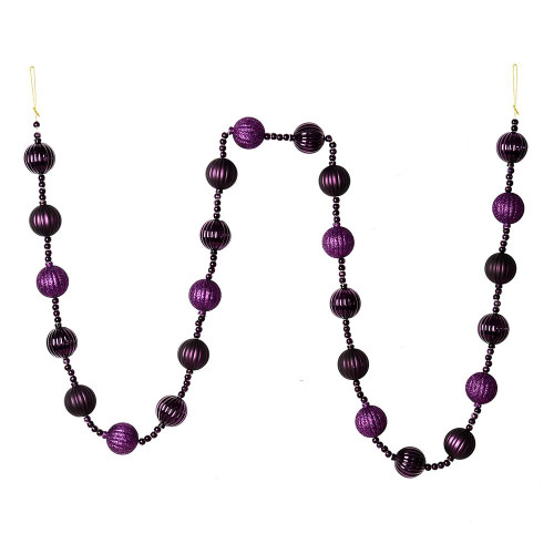 Vickerman M183526 - 6 ft Plum Ball Christmas Garland - Unlit