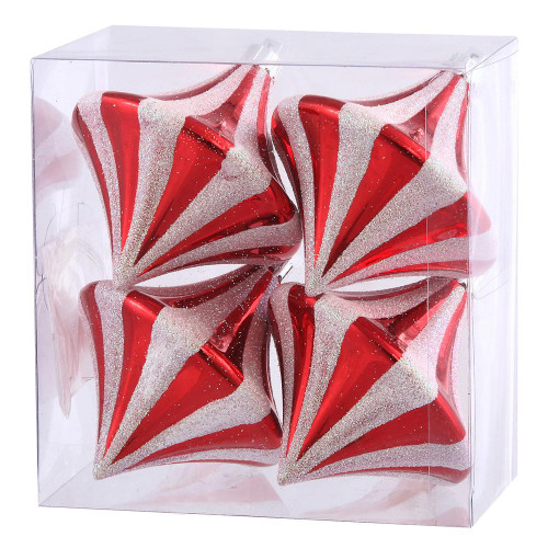 Vickerman N100734 3.5" Candy Cane Diamond Drop 4/Box