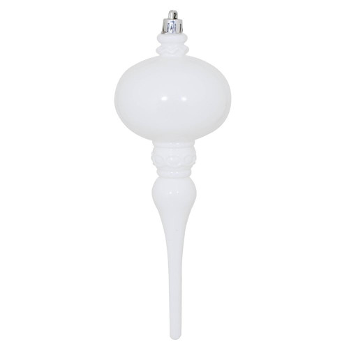 Vickerman N174511D 8" x 2.75" White Shiny Finial 3/Bg 
