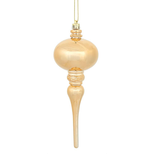 Vickerman N174580D - 8 inch Cafe Latte Shiny Finial Christmas Ornament - 3 Pack