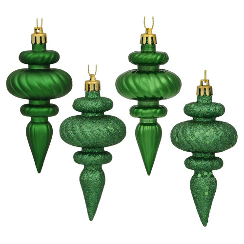 Vickerman N500004 4" Green Finial 4 Finish Asst 8/Bx