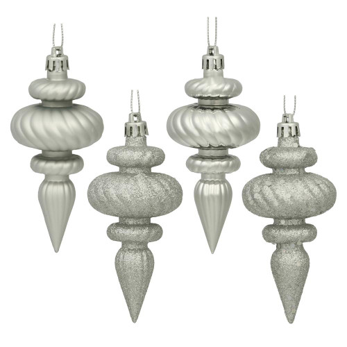 Vickerman N500007 4" Silver Finial 4 Finish Asst 8/Bx