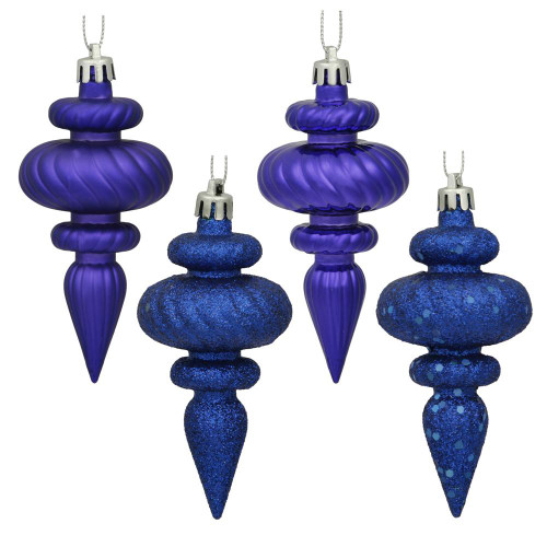 Vickerman N500022 4" Cobalt Blue Finial 4 Finish Asst 8/Bx