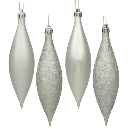 Vickerman N500107 5.5" Silver Drop 4 Finish Asst 8/Bx 