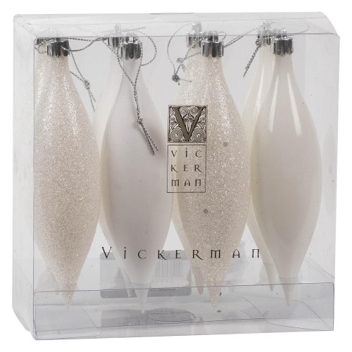 Vickerman N500111 5.5" White Drop 4 Finish Asst 8/Bx