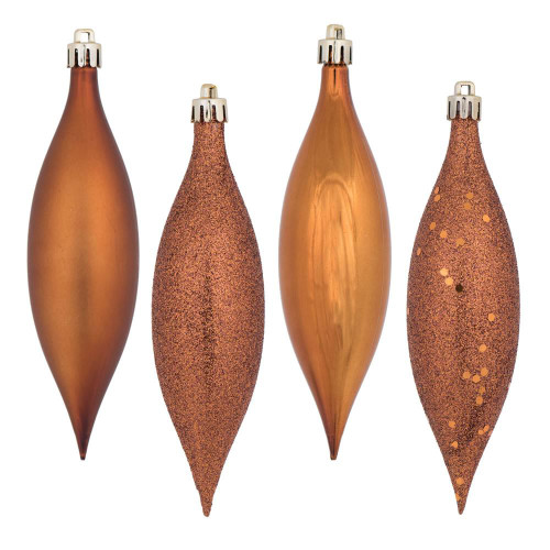 Vickerman N500188 - 5.5 inch Copper 4-Finish Teardrop Christmas Ornament - 8 Pack