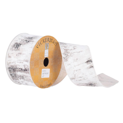 Vickerman Q170141 - Birch Print Wired Decorative Ribbon - 2.5" x 10 Yards