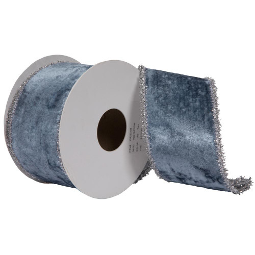 Vickerman QR222136 - Turq / Turquoise Viscose Velvet Wired Decorative Ribbon - 2.5" x 5 Yards