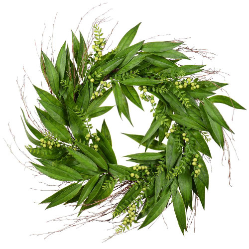 Vickerman FK180224 - 24" Green Willow White Berries Wreath