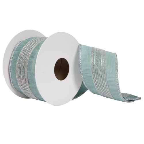 Vickerman QR222923 - Seafoam Glitter Dori Wired Decorative Ribbon - 2.5" x 5 Yards