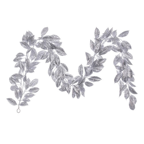 Vickerman FK221472 - 6 ft Silver Gardenia Christmas Garland - Unlit