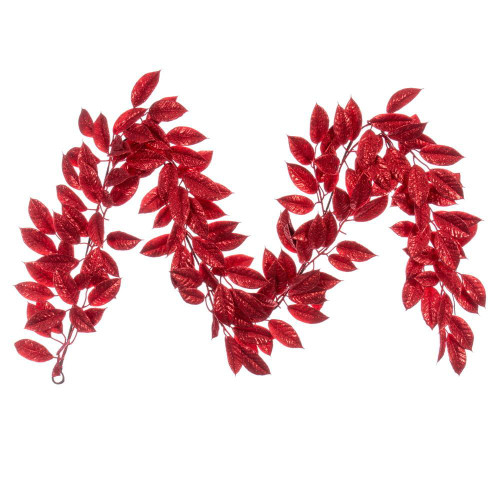 Vickerman FK221772 6ft Red Gardenia Glitter Garland 