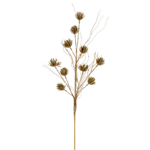 Vickerman QG224408 - 30 in. Gold Mini Flower Glitter Artificial Spray - 6 Pack