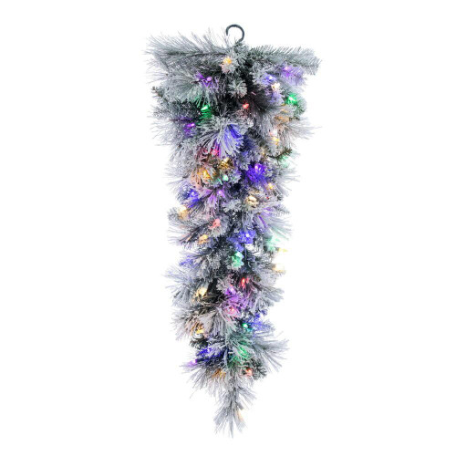 Vickerman G225838LED - 36" Flocked Jackson Teardrop Wreath with Warm White LED Lights