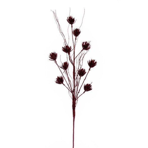 Vickerman QG224465 - 30 in. Burgundy Mini Flower Glitter Artificial Spray - 6 Pack