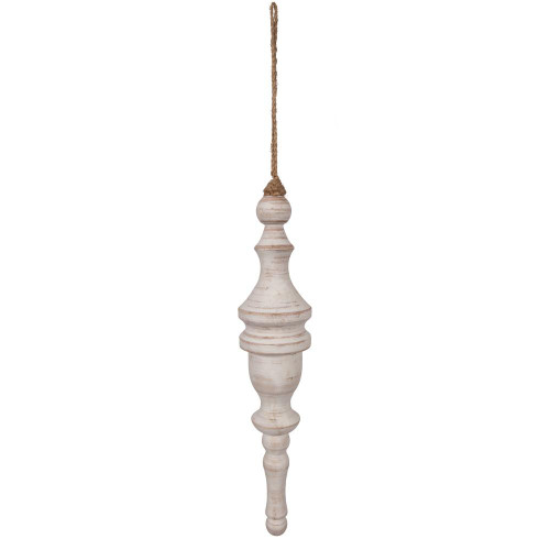  Vickerman JE222113 12" Whtwsh Turned Wood Finial Ornt 2/Bag 