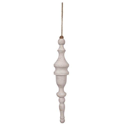 Vickerman JE222316 - 15 inch Whitewash Turned Wood Finial Christmas Ornament - 2 Pack