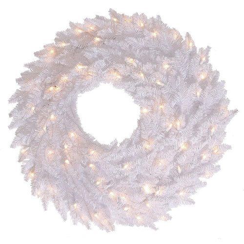 Vickerman K160349LED - 48" White Fir Wreath with Warm White LED Lights