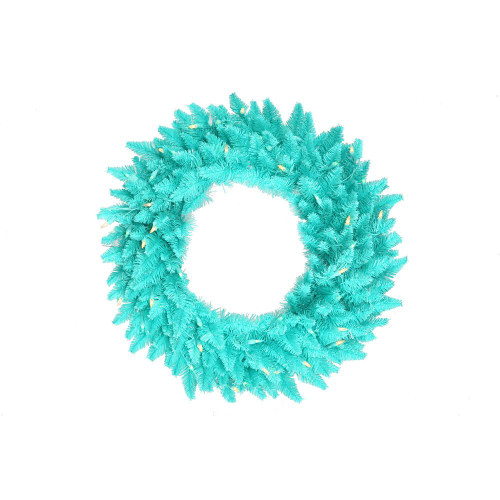 Vickerman K161049LED - 48" Aqua Fir Wreath with Aqua LED Lights