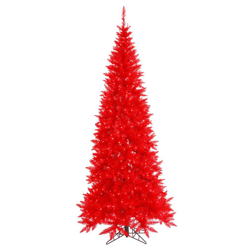 Vickerman K161246LED - 4.5 ft Red Slim Fir Prelit Red LED Christmas Tree