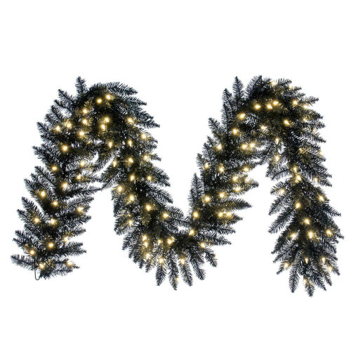 Vickerman K161815LED - 9 ft Black Fir Christmas Garland - Warm White LED