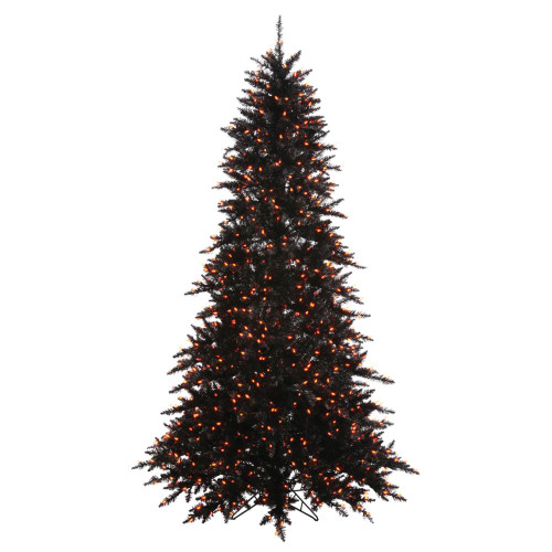 Vickerman K162056LED - 5.5 ft Black Fir Prelit Orange LED Christmas Tree