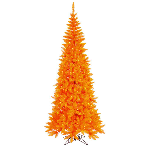 Vickerman K162256LED - 5.5 ft Orange Slim Fir Prelit Orange LED Christmas Tree