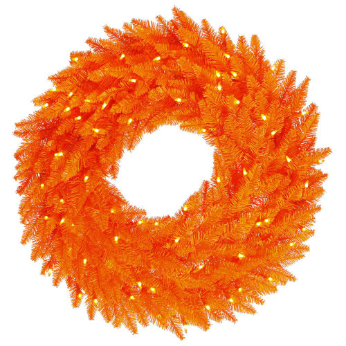 Vickerman K162437LED - 36" Orange Wreath with Orange LED Lights