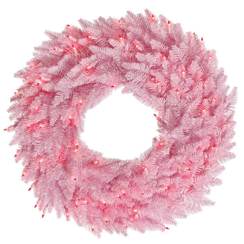 Vickerman K163831LED - 30" Pink Fir Wreath with Pink LED Lights