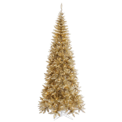 Vickerman K166246LED 4.5ft Tinsel Fir Champagne Christmas Tree with Lights