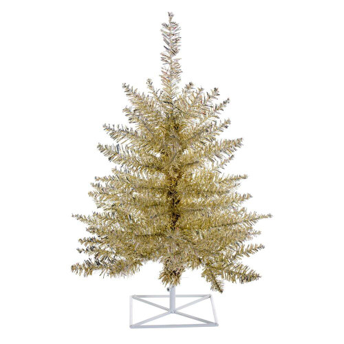 Vickerman K166330 3ft Tinsel Fir Champagne Christmas Tree
