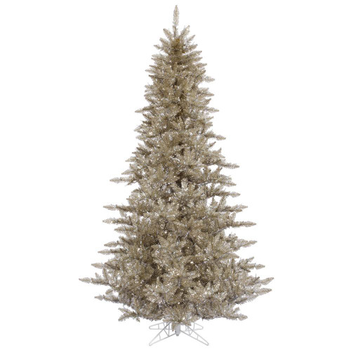 Vickerman K166375 7.5ft Tinsel Fir Champagne Christmas Tree