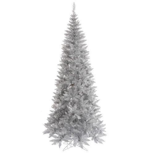 Vickerman K166745 4.5ft Tinsel Silver Slim Fir Christmas Tree