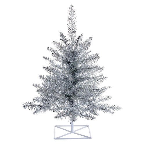 Vickerman K166830 - 3 ft Silver Tinsel Fir Unlit Christmas Tree