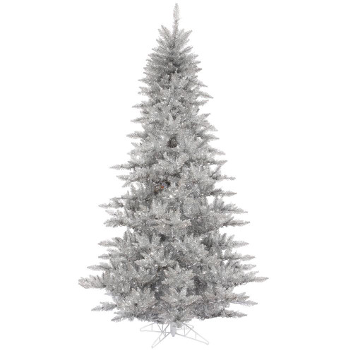 Vickerman K166895 - 14 ft Silver Tinsel Fir Unlit Christmas Tree