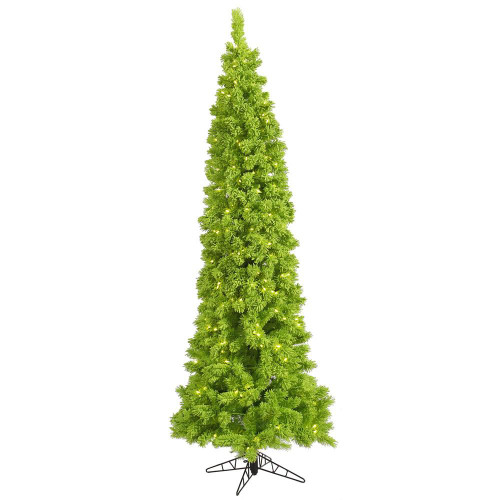 Vickerman K168588LED 10ft Flocked Pencil Lime Fir Christmas Tree with Lights