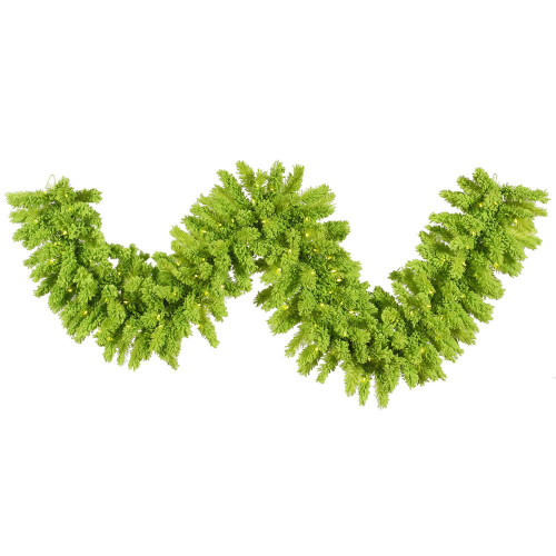Vickerman K168615LED - 9 ft Flocked Lime Fir Christmas Garland - Lime LED