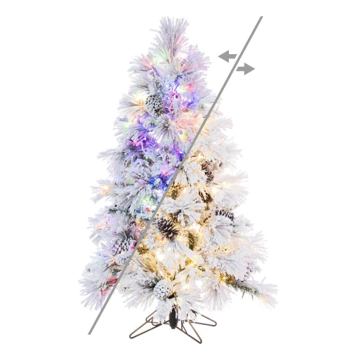 Vickerman K171148LEDCC - 4.5 ft Flocked Atka Pine Prelit Color Changing LED Christmas Tree