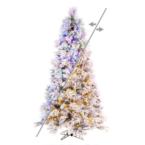 Vickerman K171183LEDCC - 9 ft Flocked Atka Pine Prelit Color Changing LED Christmas Tree