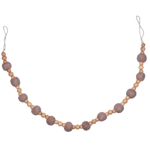  Vickerman JE210376 6ft Mocha Wood-Felt Pom Pom Garland 