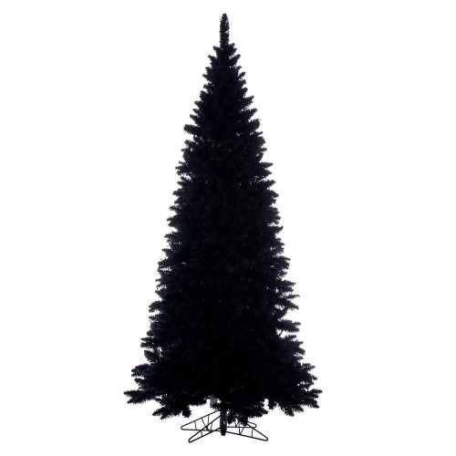 Vickerman K221580 - 9 ft Flocked Black Slim Fir Unlit Christmas Tree