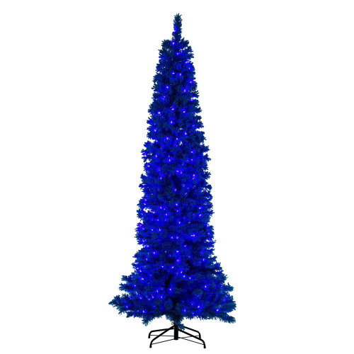 Vickerman K223081LED - 9 ft Flocked Turquoise Pencil Prelit Turquoise LED Christmas Tree