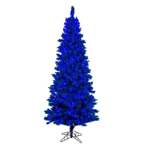 Vickerman K223146LED - 4.5 ft Flocked Turquoise Slim Prelit Turquoise LED Christmas Tree