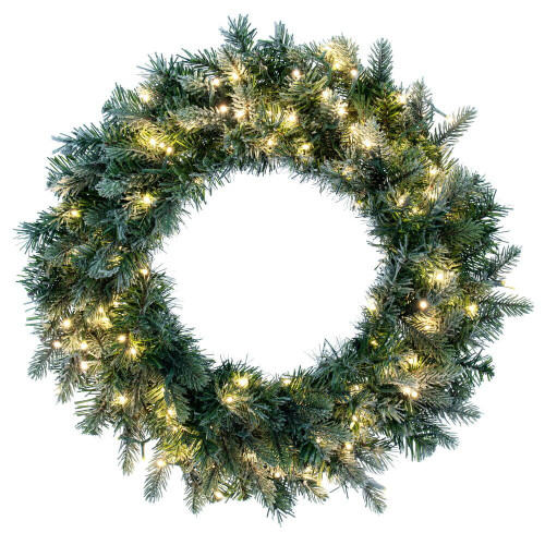  Vickerman K224727LED 24" Frosted Douglas Wreath 3mm 150WW 