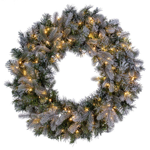 Vickerman K224747LED - 48" Frosted Douglas Wreath with Warm White LED Lights
