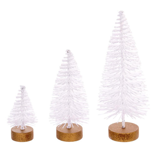 Vickerman LS220511 White Bottle Brush Table Top Christmas Tree Set of 3